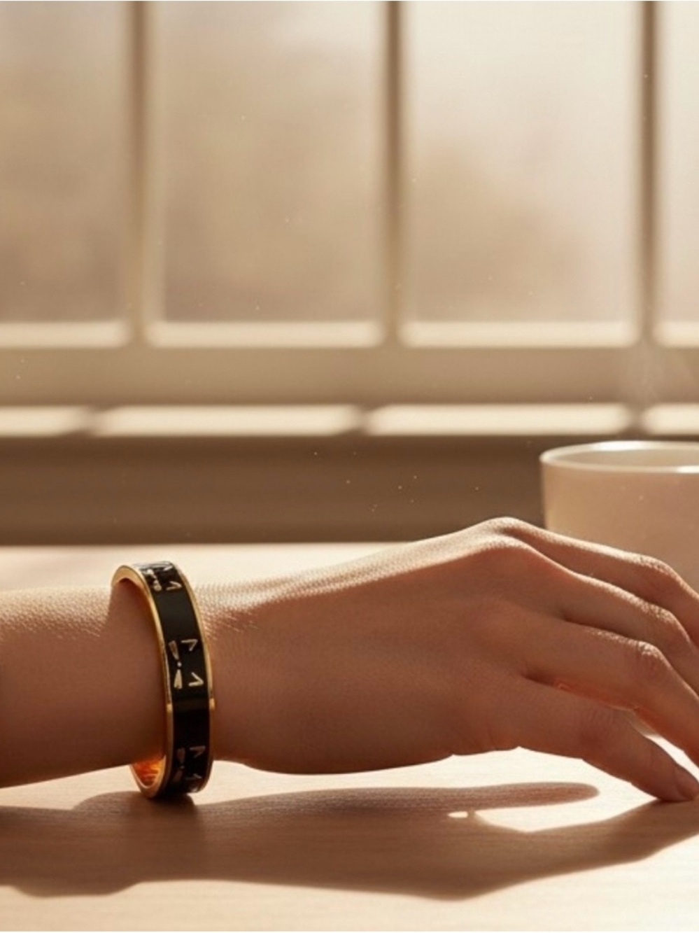 Kate Spade "Cool Cat" Hinged Bangle Black Enamel Gold Cat Face Bracelet